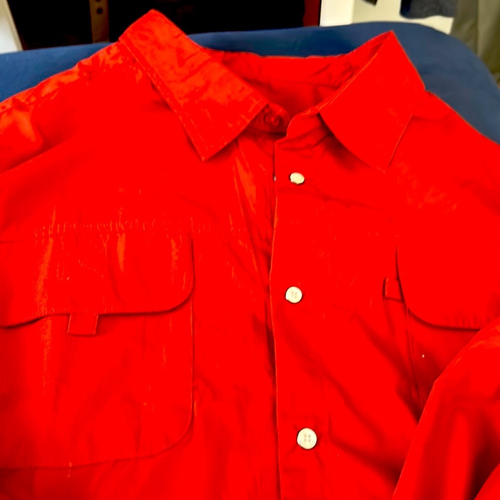 Red casual snap shirt. Used